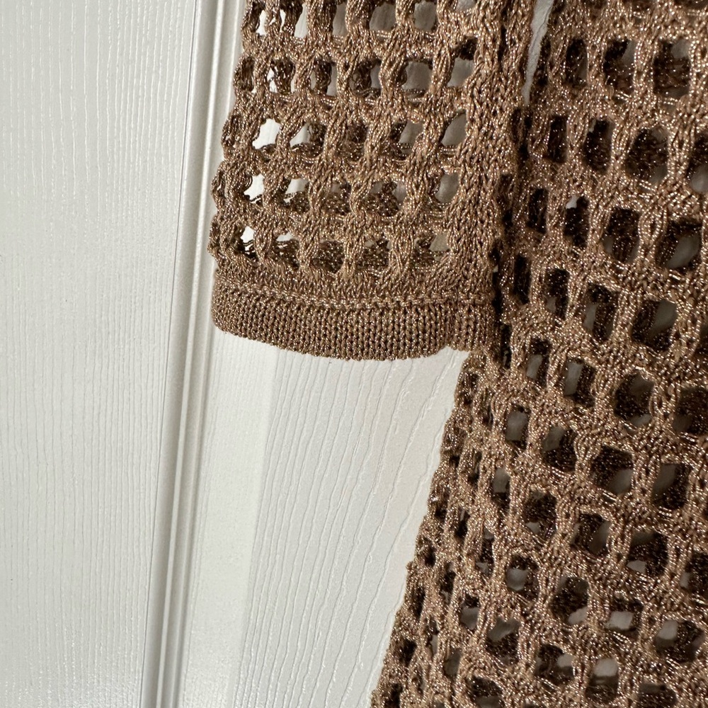 Zara Knit Long Coat/ Cardigan Metallic Thread Size S - Picture 5 of 7
